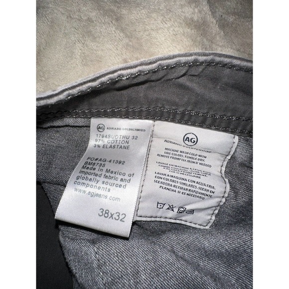 AG Adriano Goldschmied Mens Jeans 38X32 Everett Slim Straight Grey Stretch - Picture 3 of 6